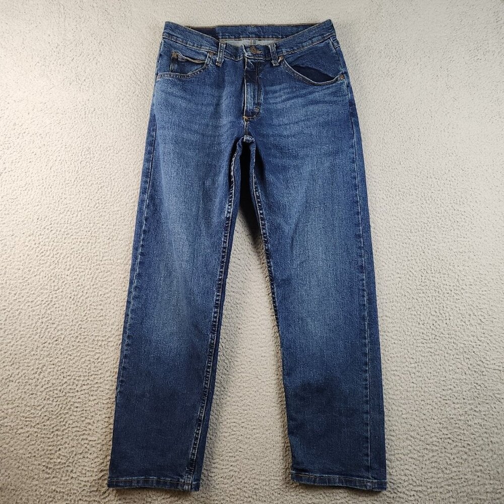 Wrangler Men's Relaxed Fit Flex Jeans 30x30 Blue Straight‎ Leg Dark Wash Stretch